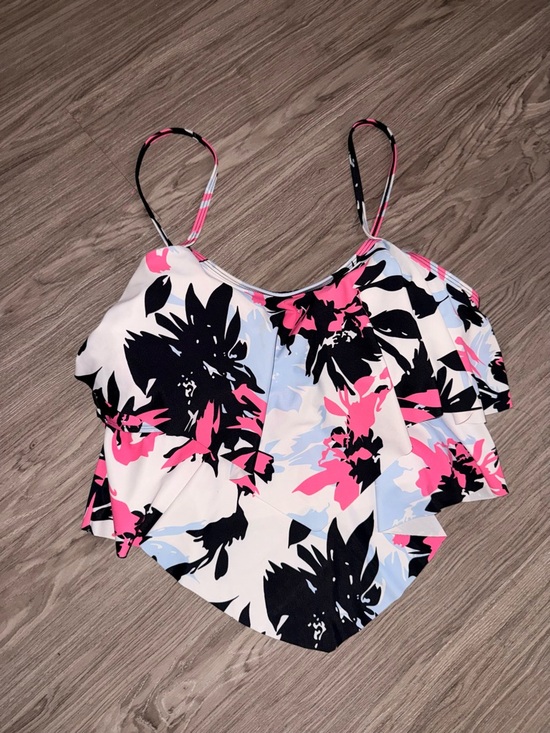 No Label Other - Floral Swim Camisole in White, Pink & Black